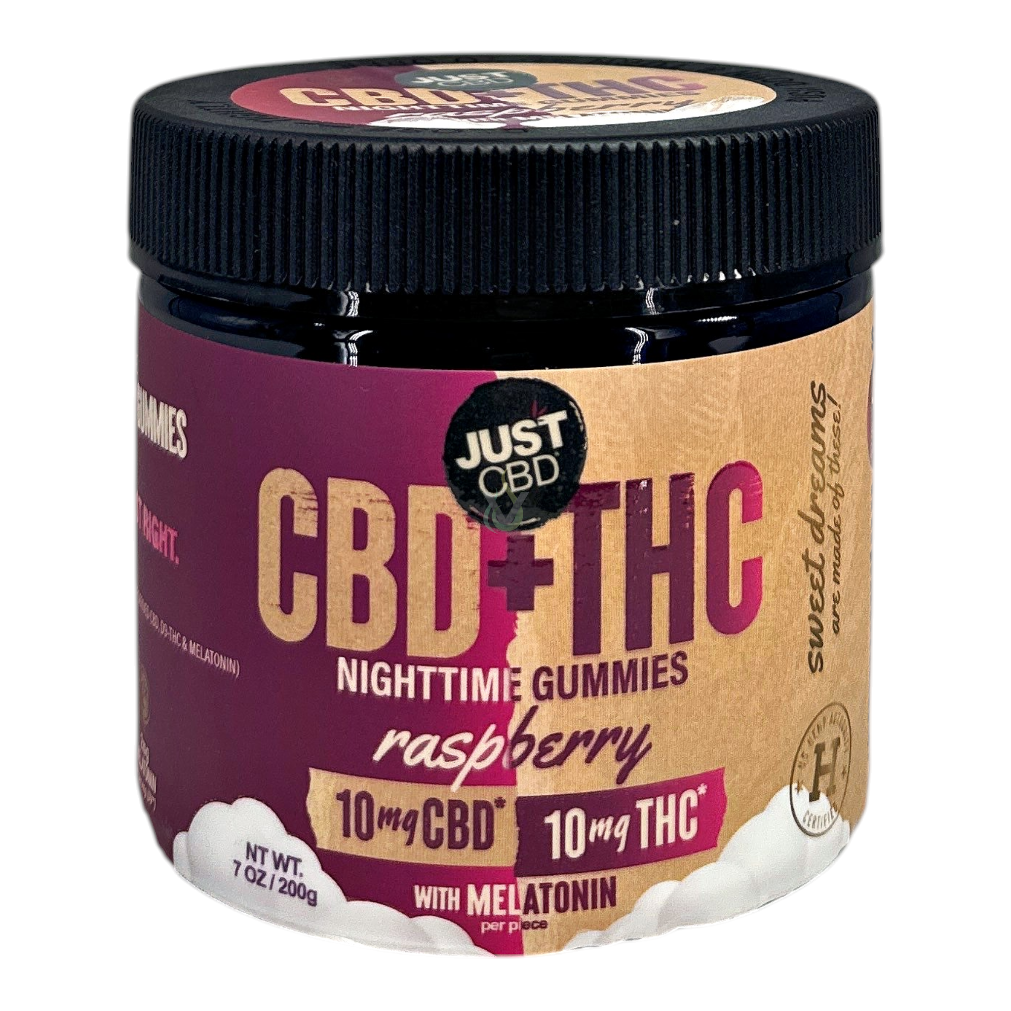 Just CBD CBD + THC Nighttime Raspberry Gummies with Melatonin