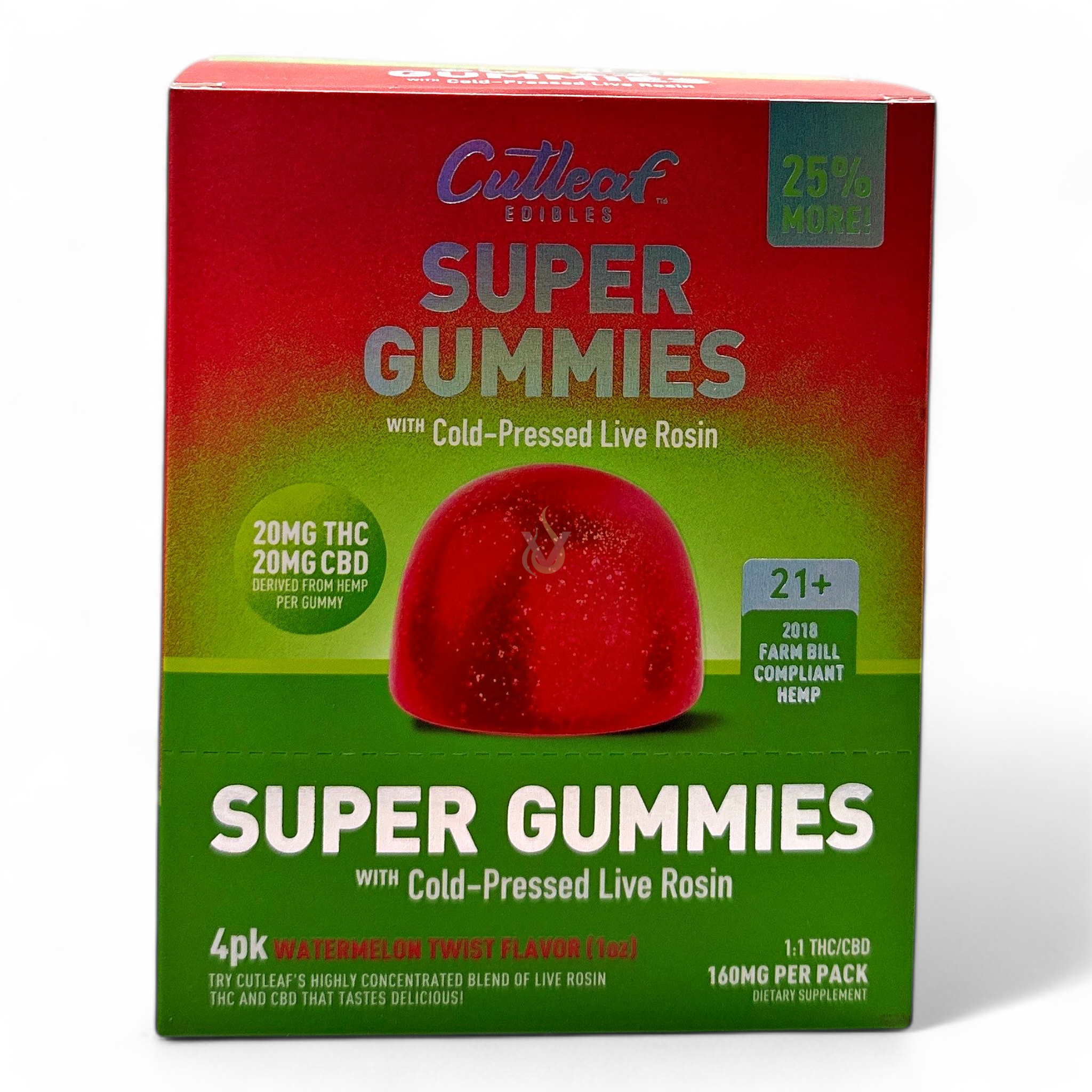 Cutleaf Super Gummies with Cold Pressed Live Rosin