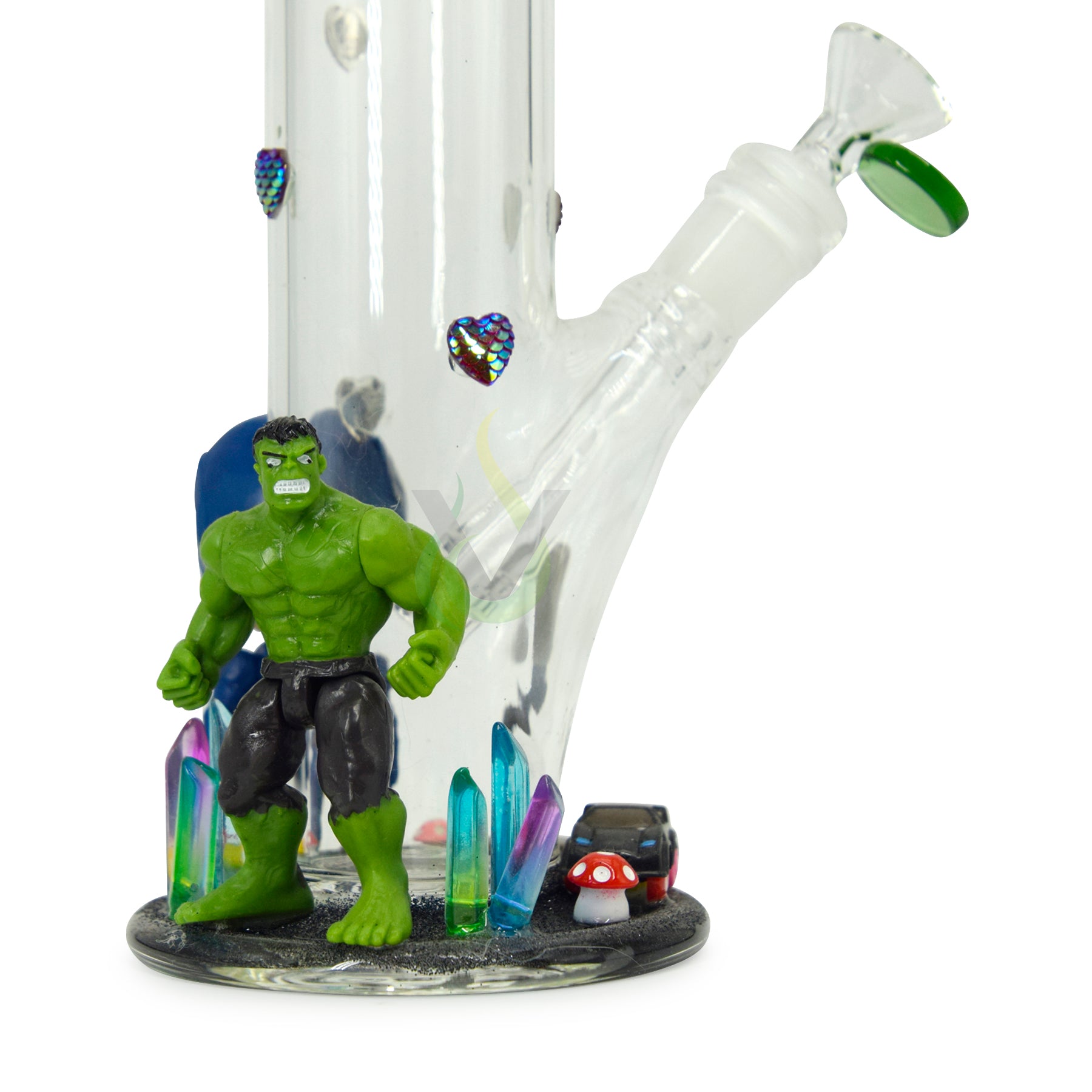 14 inch Hand made Characters Glass Straight Tube Pipe 28oz Weight