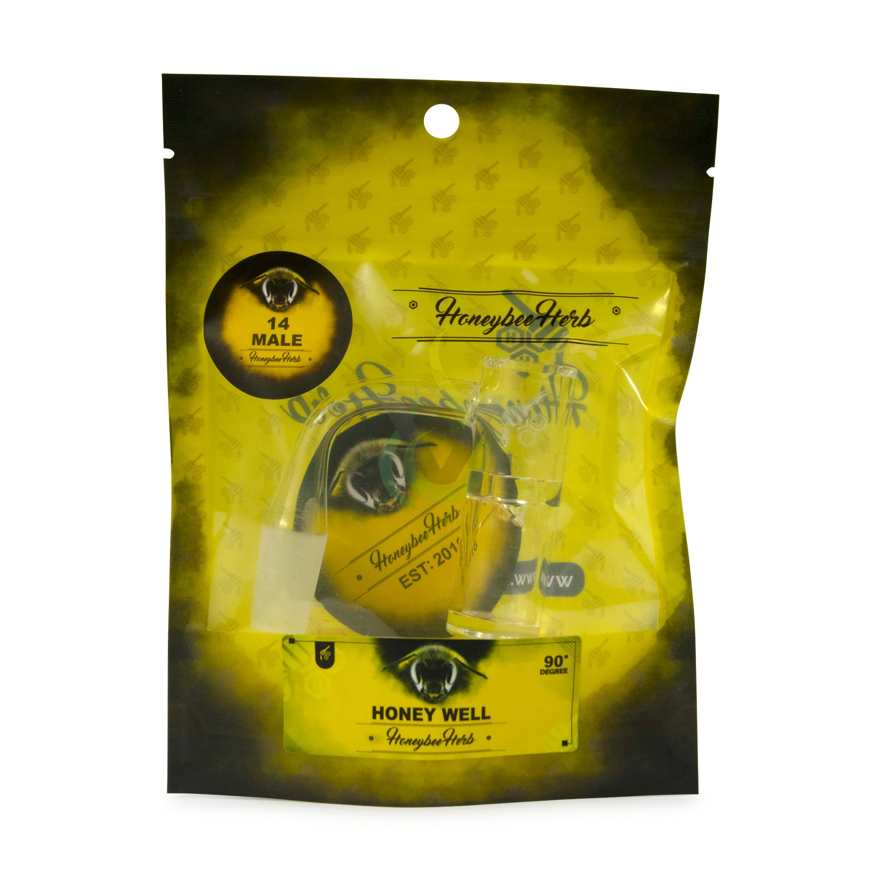Honeybee Herb Yellow Line 90 Degree Banger