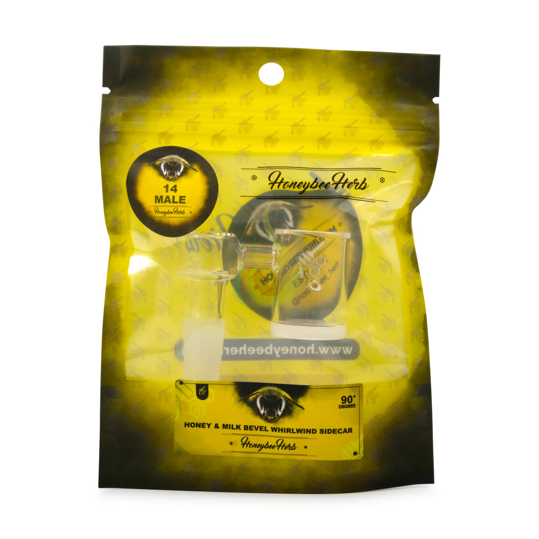 Honeybee Herb Yellow Line 90 Degree Banger