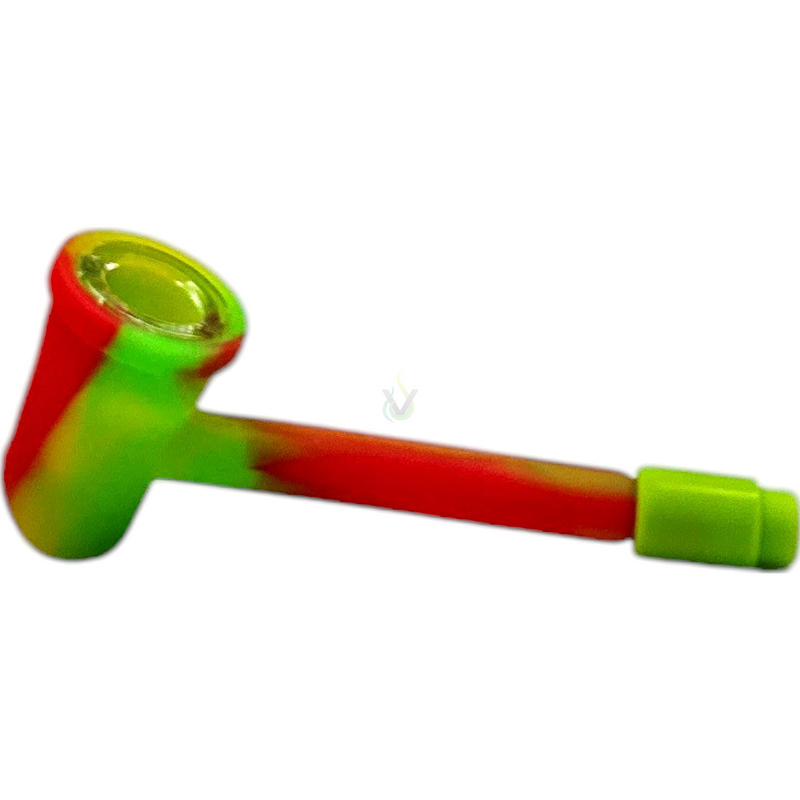 Silicone Slim Stem Hand Pipe with Glass Bowl 4 Inch