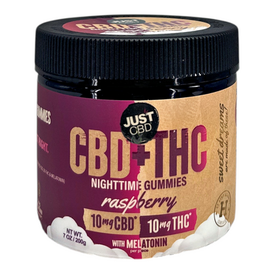 Just CBD CBD + THC Nighttime Raspberry Gummies with Melatonin
