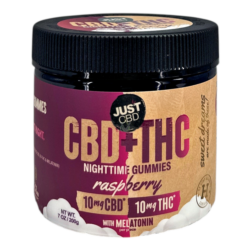 Just CBD CBD + THC Nighttime Raspberry Gummies with Melatonin