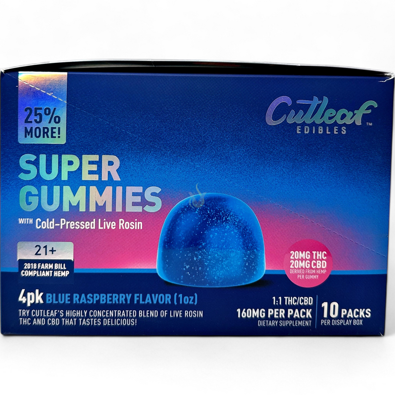 Cutleaf Super Gummies with Cold Pressed Live Rosin Case