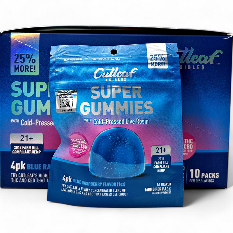 Cutleaf Super Gummies with Cold Pressed Live Rosin Case