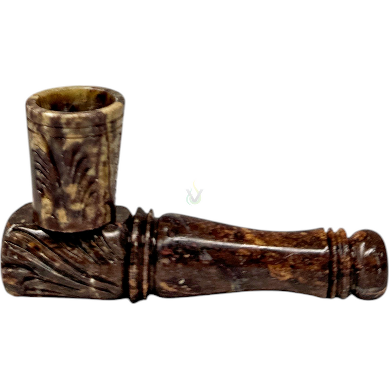 Decoratively Carved Chimney Stone 3 Inch Hand Pipe