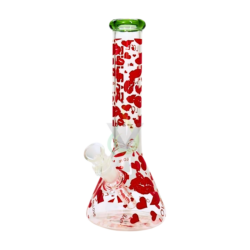 Pulsar Hearts and Kisses Glass Beaker Water Pipe