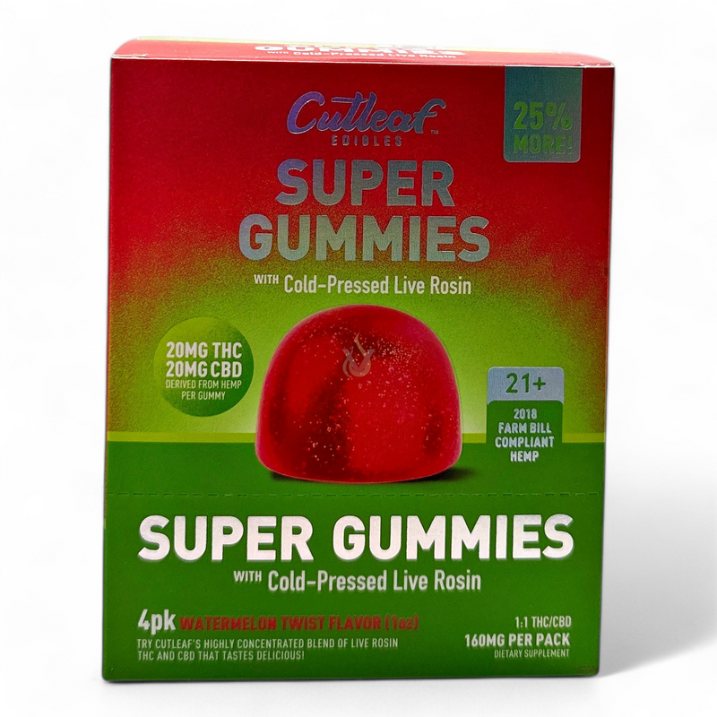 Cutleaf Super Gummies with Cold Pressed Live Rosin Case