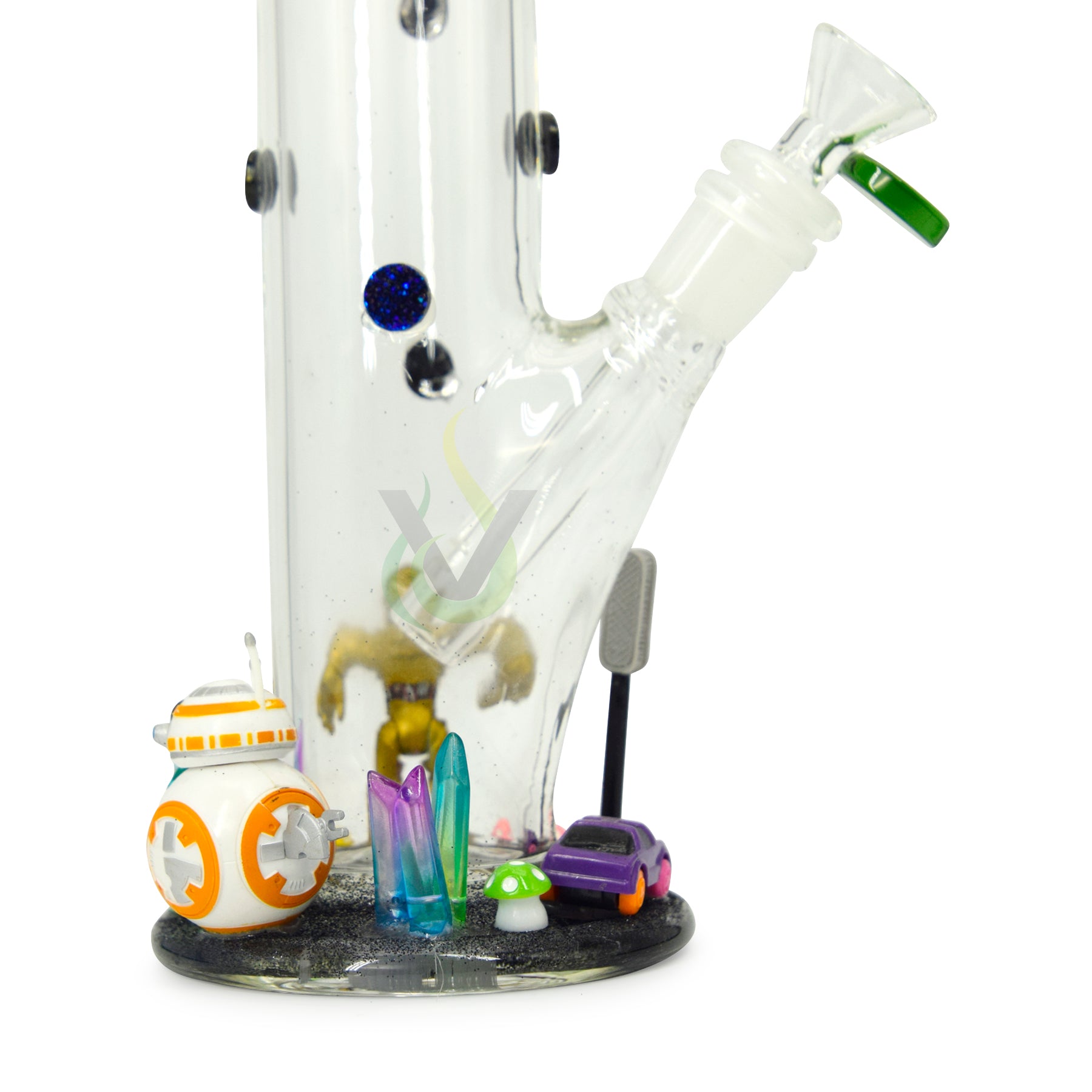 14 inch Hand made Characters Glass Straight Tube Pipe 28oz Weight