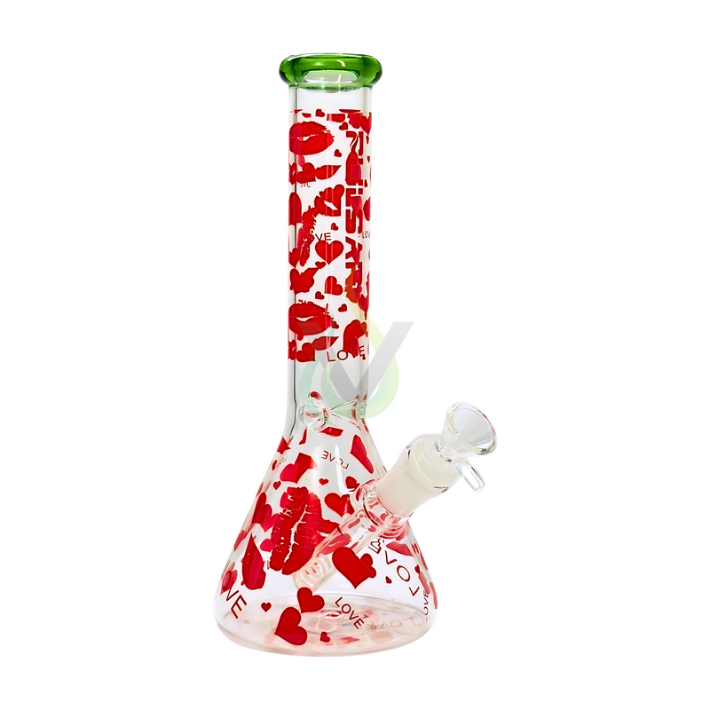 Pulsar Hearts and Kisses Glass Beaker Water Pipe