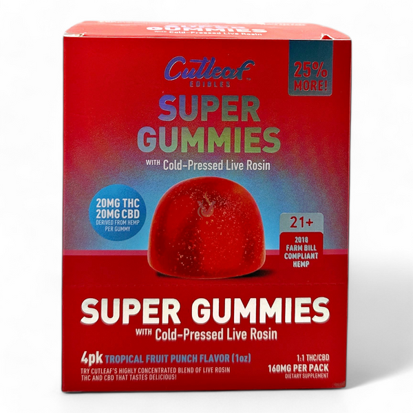 Cutleaf Super Gummies with Cold Pressed Live Rosin Case