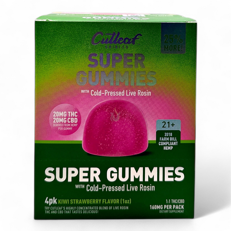 Cutleaf Super Gummies with Cold Pressed Live Rosin Case