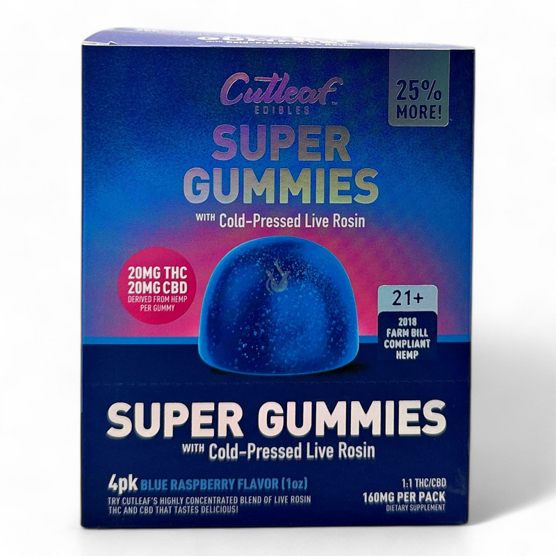 Cutleaf Super Gummies with Cold Pressed Live Rosin Case