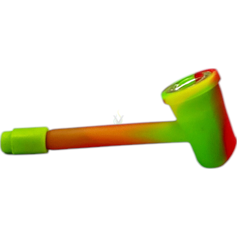 Silicone Slim Stem Hand Pipe with Glass Bowl 4 Inch