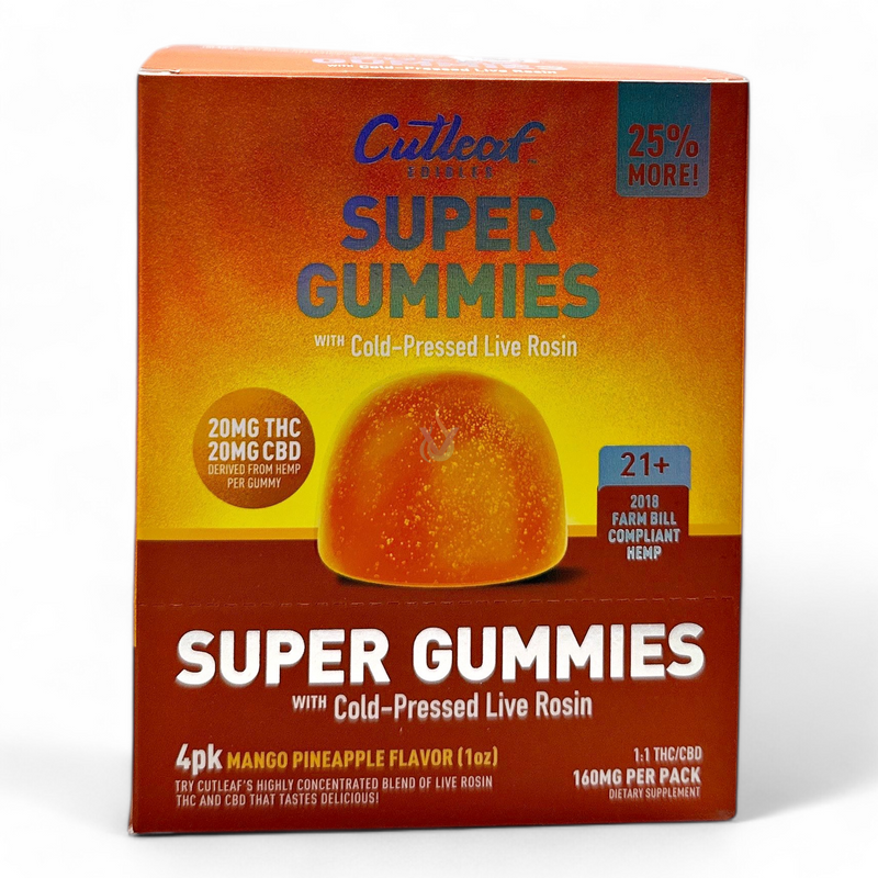 Cutleaf Super Gummies with Cold Pressed Live Rosin Case