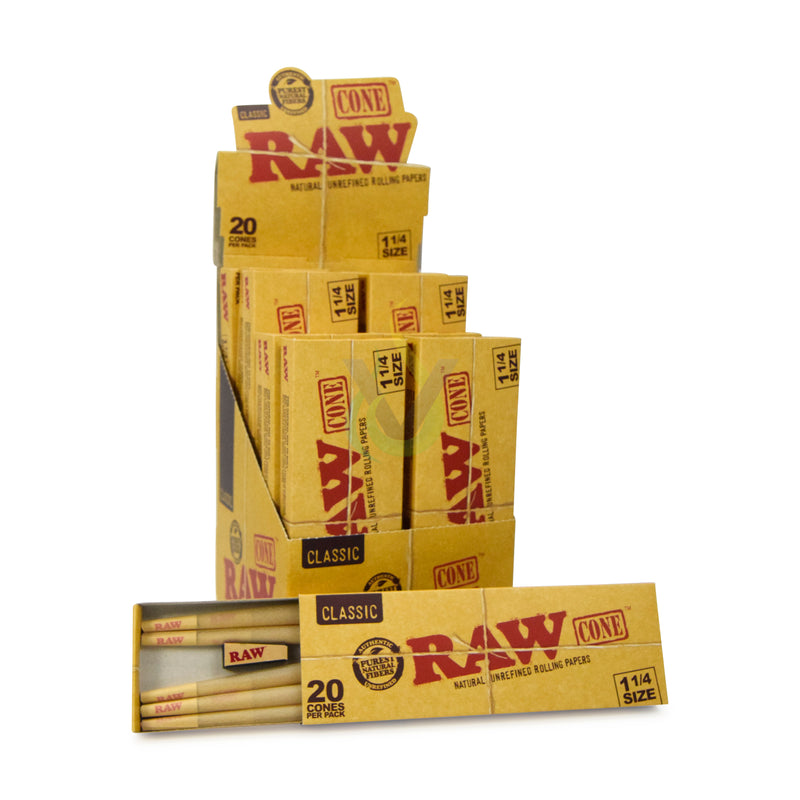 Raw (20ct) 1 1/4 Pre-Rolled Cones Case